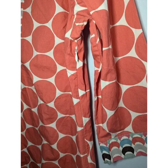 Women's Boden Geometric Blue Orange 3/4 Sleeve Cotton Beach Kaftan Tunic Size 10 - Picture 11 of 13